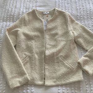 Storia ivory boucle tweed tweedy jacket coat cardigan M may fit S